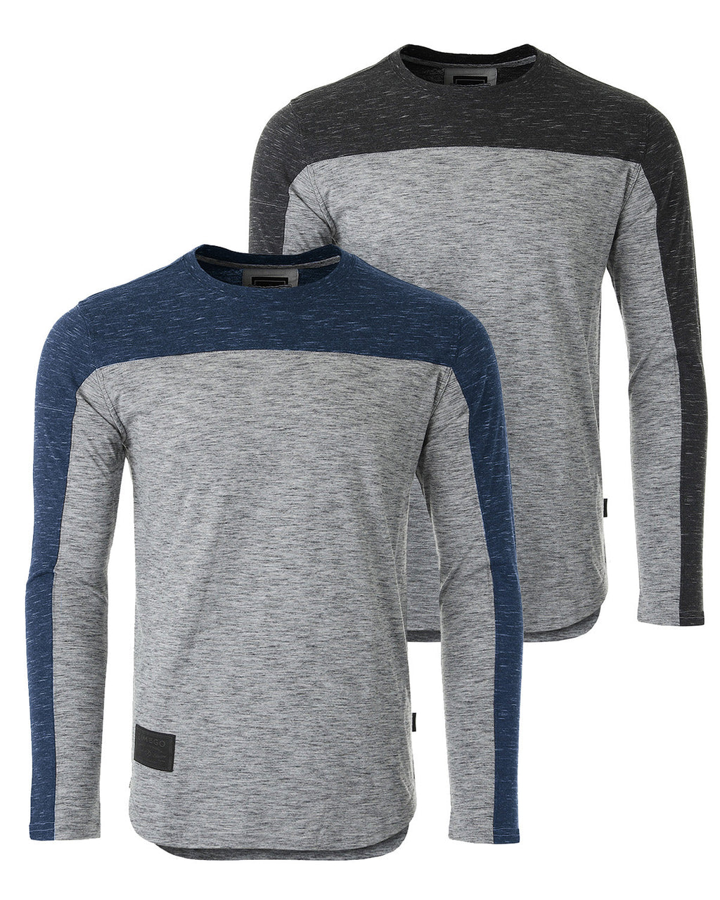 Athletic Color Block Long Sleeve Curved Hemline Casual Shirt-5