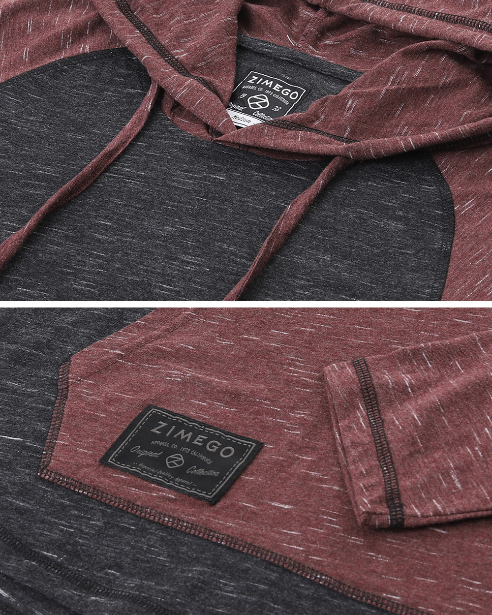 ZIMEGO Mens Long Sleeve Lightweight Hooded Henley – Color Block Pullover Hoodie  for Casual Gym Workout Travel-3