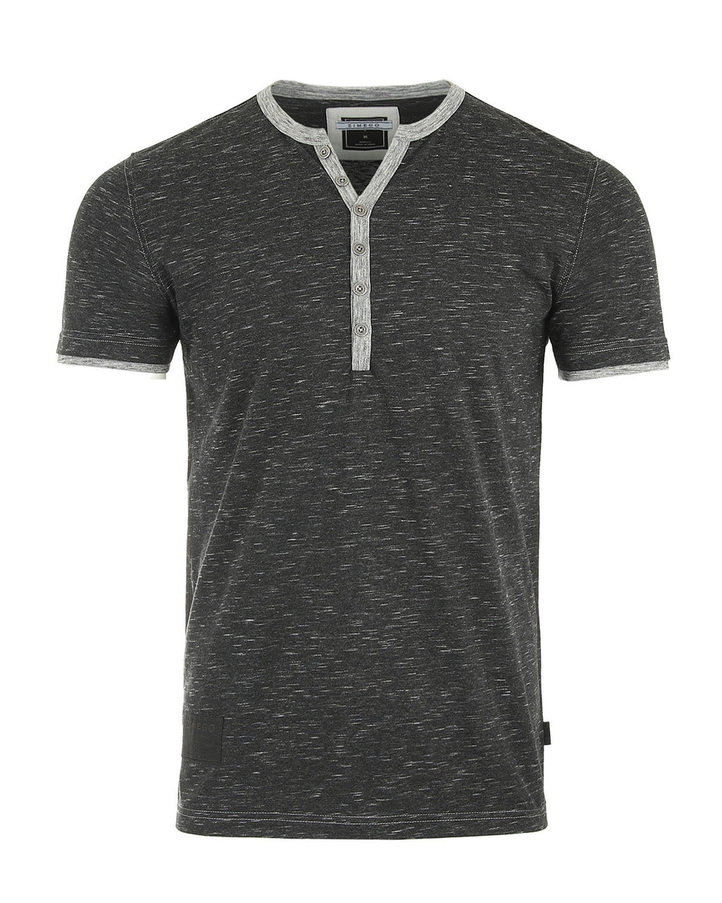 Short Sleeve Y Neck Henley Button T-Shirts-4