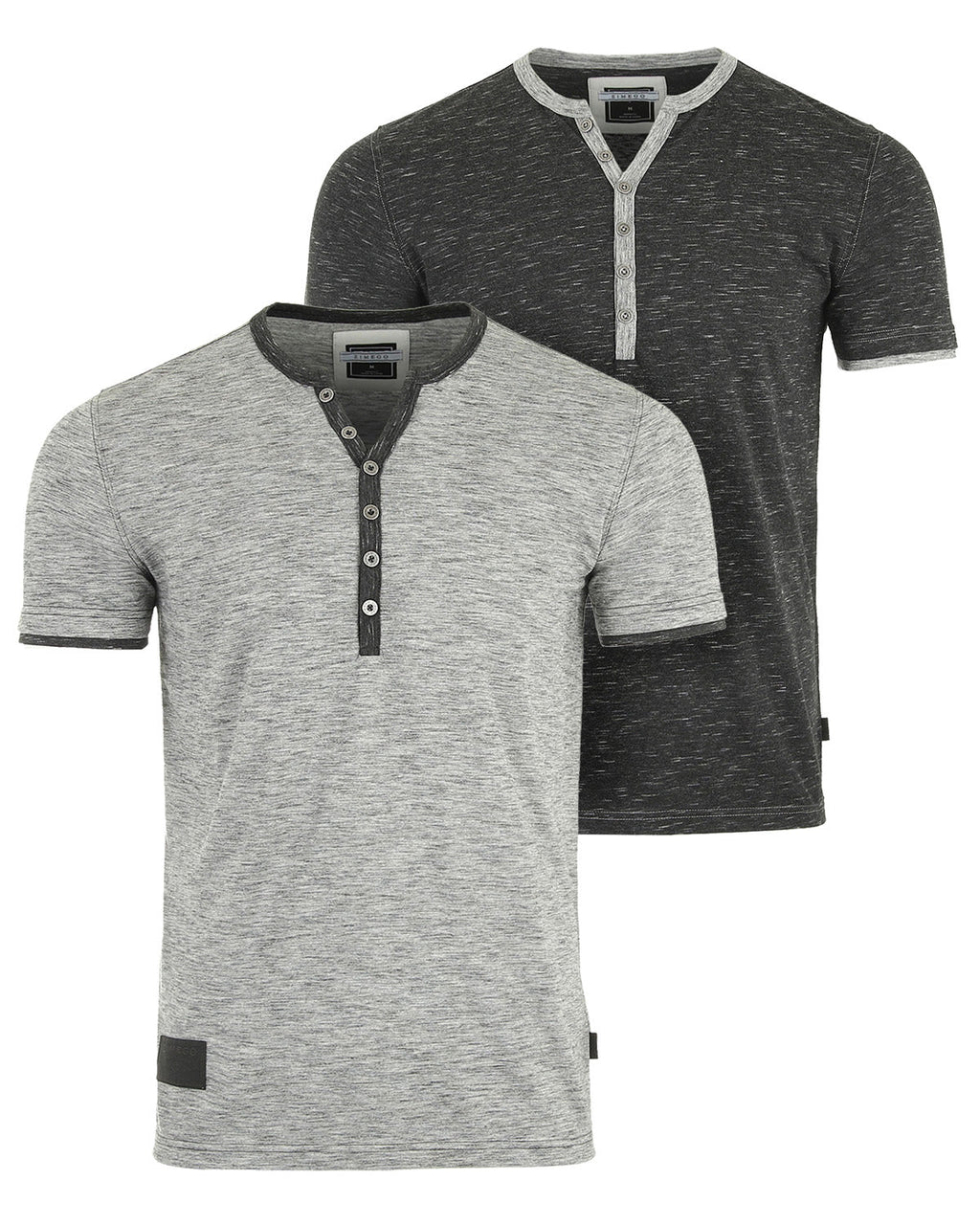 Short Sleeve Y Neck Henley Button T-Shirts-2