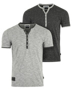 Short Sleeve Y Neck Henley Button T-Shirts-2