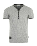 Short Sleeve Y Neck Henley Button T-Shirts-3