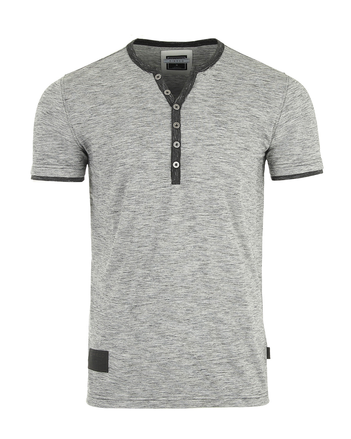 Short Sleeve Y Neck Henley Button T-Shirts-3